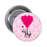 Funny cute elephant & pink damask