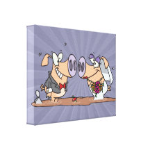 funny cute silly wedding pigs bride groom gallery wrapped canvas