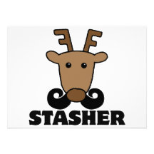 funny dasher stasher moustache reindeer custom invite