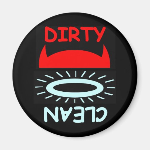 Funny Devil Angel Dirty Clean Round Dishwasher Magnets
