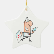 funny doctor doc on the run cartoon christmas ornament