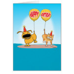 Funny Dog and Cat Birthday Card