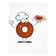 funny doughnut doughnut chef cartoon character personalised invite