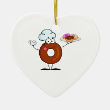 funny doughnut doughnut chef cartoon character christmas tree ornaments
