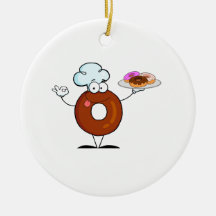 funny doughnut doughnut chef cartoon character christmas ornaments
