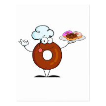 funny doughnut doughnut chef cartoon character postcard