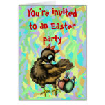 Funny Easter chicken and bunnies invitation card