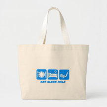 Funny eat sleep golf tote bags
