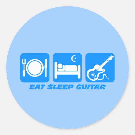 Funny eat sleep guitar round stickers