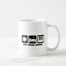 Funny eat sleep piano mugs