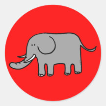Funny elephant round stickers
