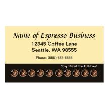 Funny Espresso Punch Card Coffee Beans Business Card Template
