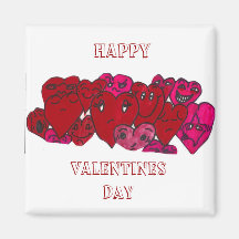 FUNNY FACED VALENTINE HEARTS magnet