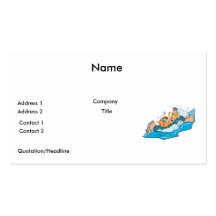 funny family whitewater rafting cartoon business card