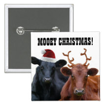 Funny Farm Mooey Christmas Cows Button