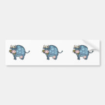 funny fat blue cow bumper sticker