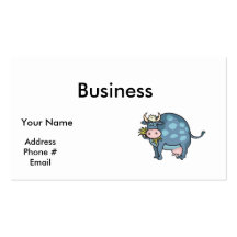 funny fat blue cow business cards