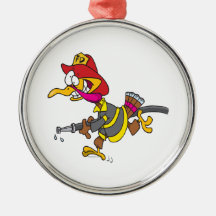 funny firefighter turkey cartoon christmas tree ornaments
