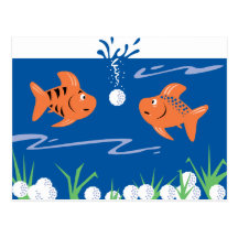 funny fish pondering golf balls underwater post cards
