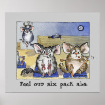 Funny Fitness Cartoon Poster Print Grey