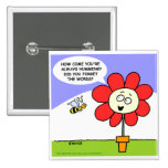 Funny Flower & Bee Button