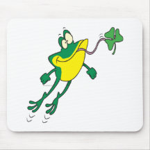 funny frog catching clover cartoon mousepad