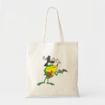 funny frog playing bass guitar froggy cartoon canvas bag