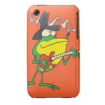 funny frog playing bass guitar froggy cartoon iPhone 3 cover