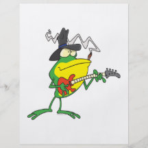 funny frog playing bass guitar froggy cartoon full color flyer