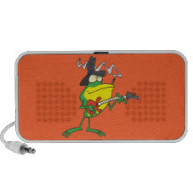 funny frog playing bass guitar froggy cartoon mp3 speakers