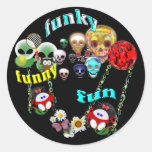 Funny Funky Fun Round Stickers