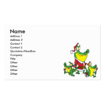 funny gator christmas santa and elves cartoon business card template