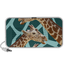 Funny Giraffe Print Teal Blue Wild Animal Patterns PC Speakers