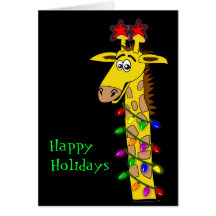 Funny Giraffe Whimsical Christmas With Lights Card