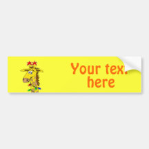 Funny Giraffe With Lights Whimsical Christmas Bumper Stickers