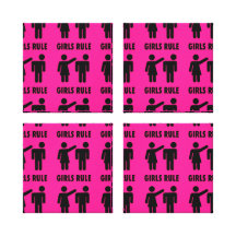 Funny Girls Rule Hot Pink Feminist Gifts Gallery Wrap Canvas