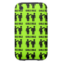 Funny Girls Rule Neon Lime Green Girl Power iPhone 3 Tough Cover