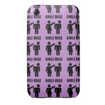 Funny Girls Rule Purple Girl Power Feminist Gifts iPhone 3 Case-Mate Cases