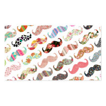 Funny Girly  Colourful Patterns Moustaches Business Card