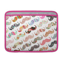 Funny Girly  Colourful Patterns Moustaches MacBook Sleeve