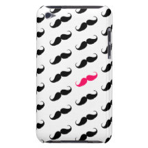 Funny Girly Pink  And Black Moustache Pattern iPod Touch Cover