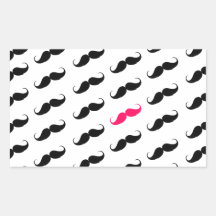 Funny Girly Pink  And Black Moustache Pattern Stickers