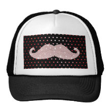 Funny Girly Pink Bling Moustache Polka Dots Patter Hats