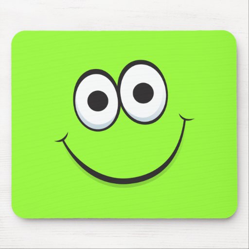 Funny green happy cartoon smiley face mousepads
