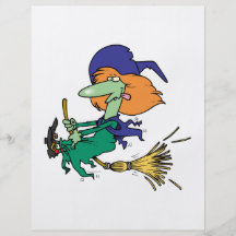 funny halloween witch cartoon flyer design