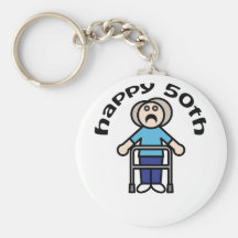 Funny, "Happy 50th" Womens Walker Key Chain