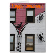 Funny Happy Halloween monster ants card design