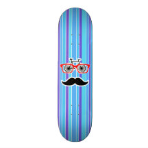 Funny Hipster; Blue & Purple Stripes Custom Skate Board
