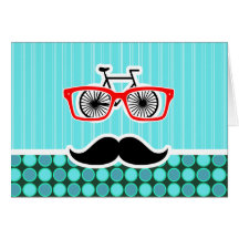 Funny Hipster; Turquoise Polka Dots Greeting Card