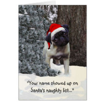 Funny Holiday Greeting Card w/ pug